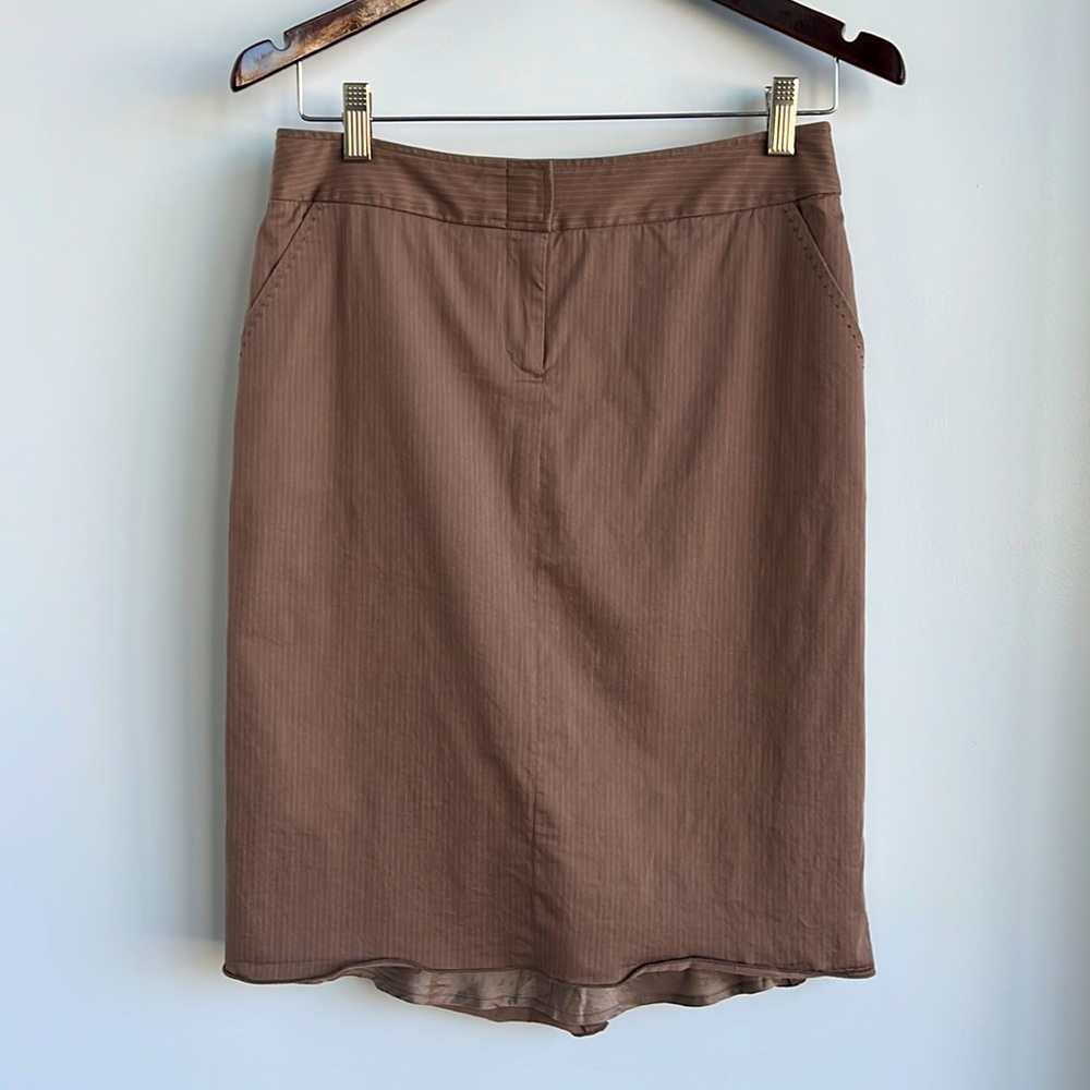BCBGMAXAZRIA brown pinstripe midi skirt - Size 4